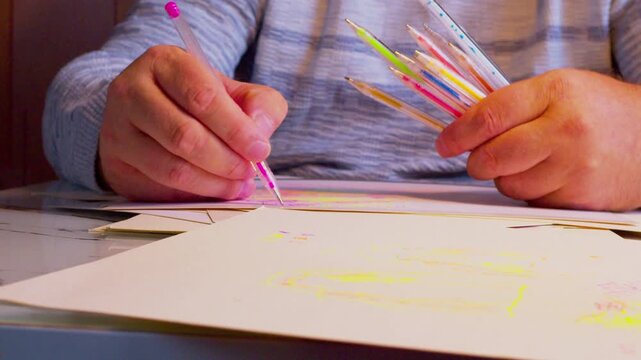 Inspiring 4K time-lapse of a freelance designer drawing at a cozy desk. Perfect for remote work concepts, productivity vlogs, business presentations, and career lifestyle content.