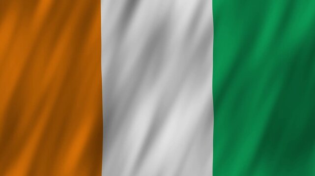 Ivory Coast flag waving in the wind 4K animation background