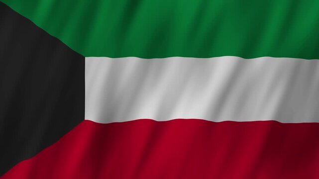 Kuwait flag waving in the wind 4K animation background