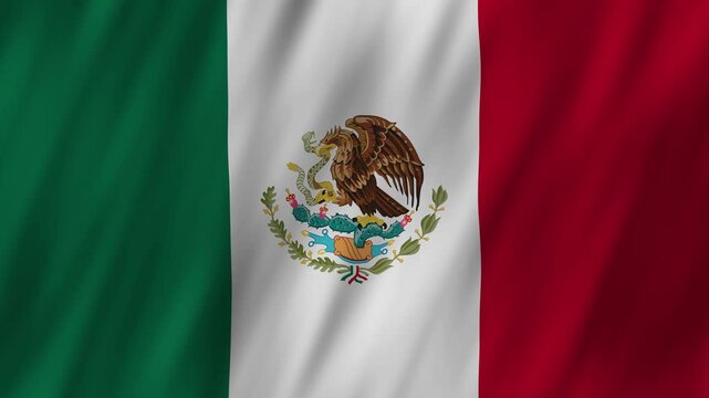 Mexico flag waving in the wind 4K animation background