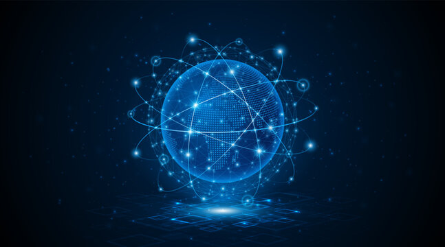 Global connection network background. World map. High-speed internet technology concept or fast wireless data transmission. modern internet network connection technology background