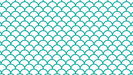 Seamless fish scale pattern in teal green on white background vector illustration with geometric background arabic pattern moroccan tile repeating pattern scallop design decorative backdrop © Tajul Islam