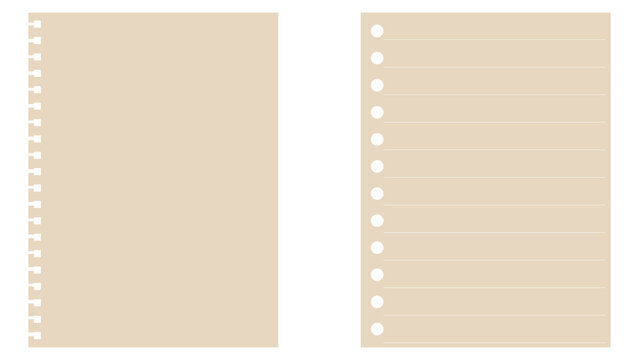 Set of two spiral notebook paper sheets with perforated edges lined paper notebook sheet paper page school supplies memo pad writing paper texture office supply planner page
