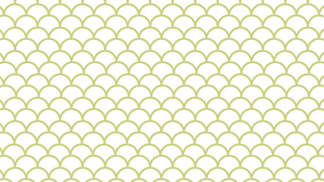 Seamless fish scale pattern in light olive green on a clean white background with geometric background arabic design moroccan tile repeating pattern scallop texture decorative backdrop
