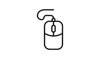 Obraz premium Minimalist computer mouse line art vector icon illustration with clean black strokes
