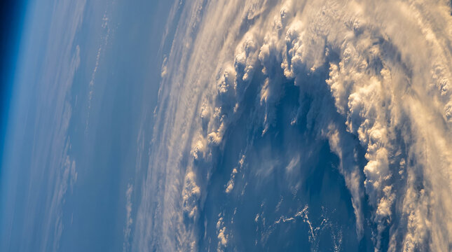 Massive hurricane eye captured from space with cloud formations  