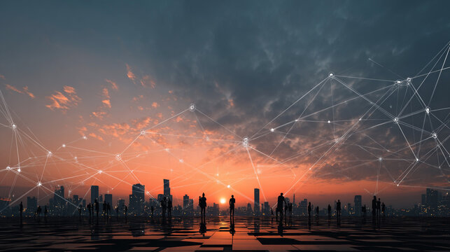 Smart digital Innovation city with connection network reciprocity over the city of future smart wireless digital city and social media networking systems that connects people with in city