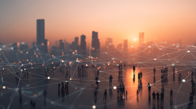 Smart digital Innovation city with connection network reciprocity over the city of future smart wireless digital city and social media networking systems that connects people with in city