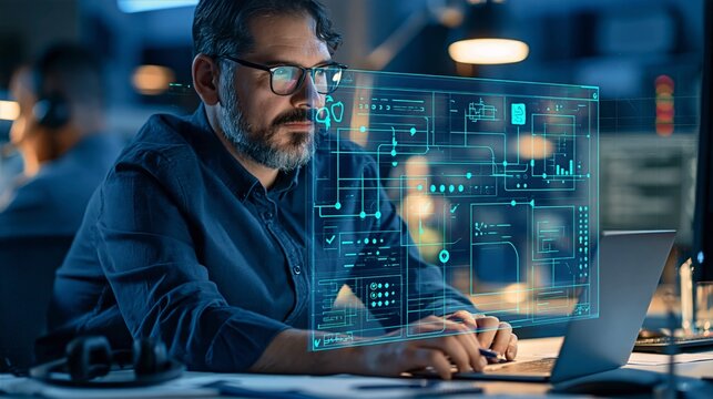 Sales Operations Analyst Reviewing Lead Quality Signals on a Holographic Interface
