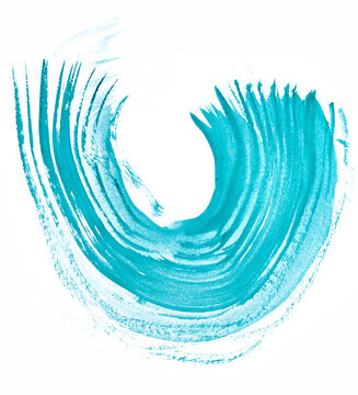 Curved semicircle brush stroke with turquoise watercolor paint