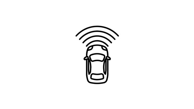 Autonomous vehicle sensor icon displaying top view car radar system
