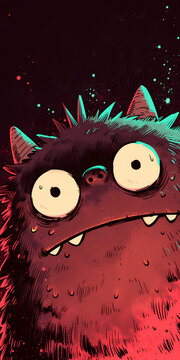 close up funny cute halloween monster face