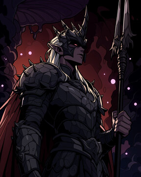 portrait of gothic dark elf in armor