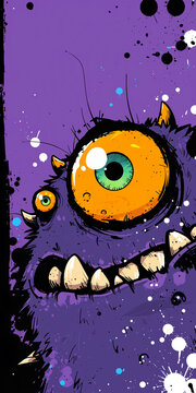 cute close up halloween monster face