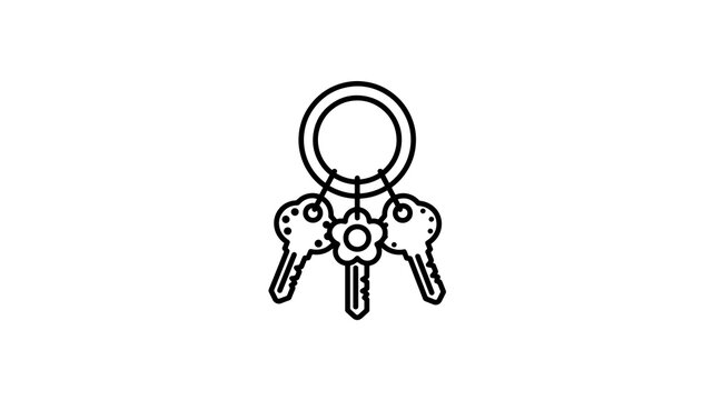 Toy keys keychain line art icon representing toddler sensory playthings
