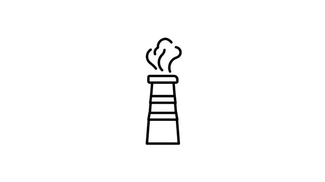 Industrial factory chimney icon with smoke emissions for environmental