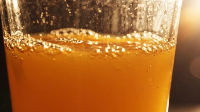 Close-Up Glass of Cold Golden Beer with Foamy Head and Bubbles, Refreshing Lager Beverage with Froth and Liquid Texture for Bar and Drink Concepts