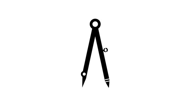 Geometry compass tool black outline icon isolated on transparent background