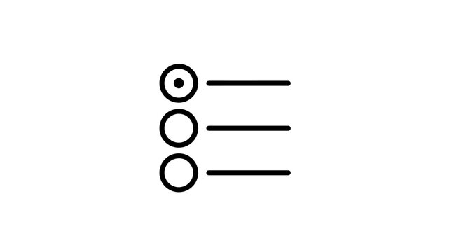 List selection interface icon with checkmark dots for task management