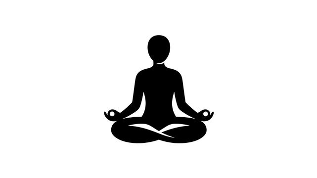 Person meditating in lotus position yoga icon on white transparent background
