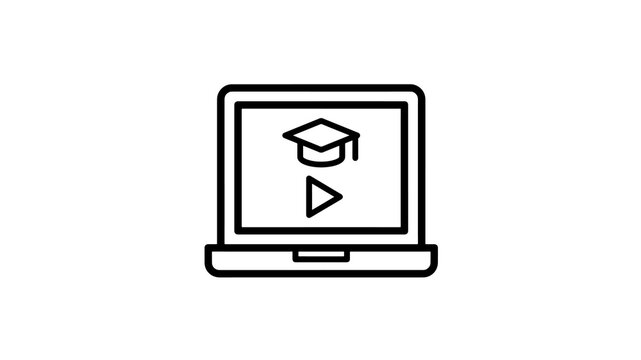 Laptop computer with graduation cap icon for online learning platforms