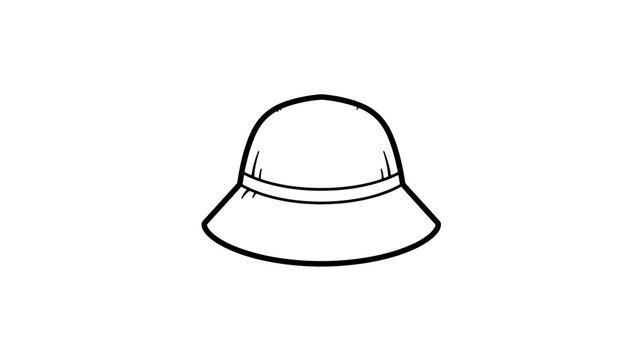 Bucket hat icon with bold black lines for outdoor summer accessories