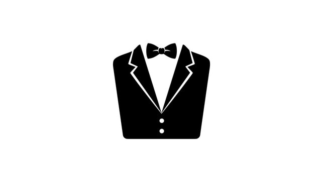 Formal black tuxedo suit icon with bow tie for elegant event branding
