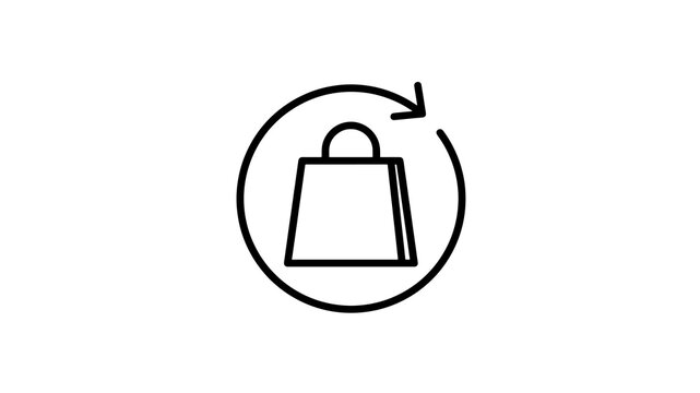 Shopping bag recycle icon black design representing retail purchase return