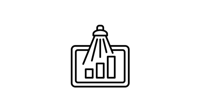 Digital analytics dashboard icon featuring bar chart and light beam
