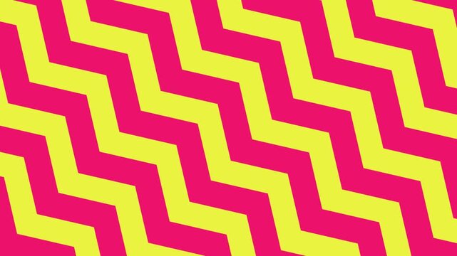 Vibrant pink and yellow zigzag pattern motion background