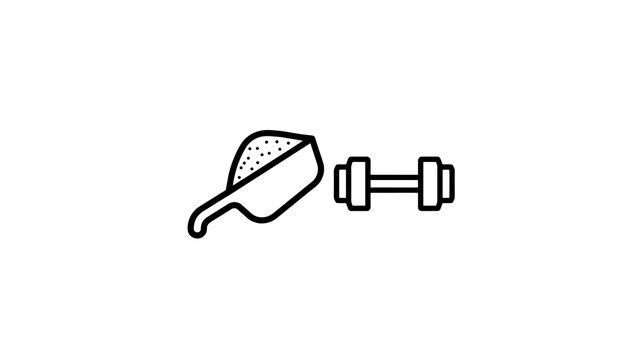 Protein powder scoop with small dumbbell for gym nutrition supplements