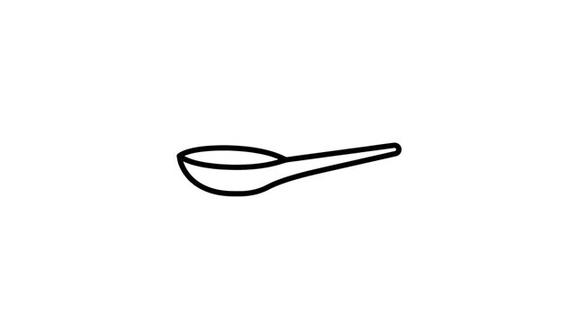 Black outline measuring spoon kitchen utensil with a transparent background