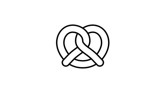 Black line art pretzel bread snack with a transparent background