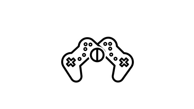 Video game controllers outline icon for multiplayer gaming on transparent background