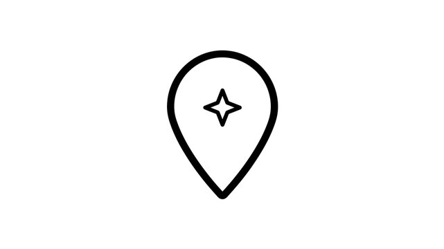Location pin map marker with star sign for travel destination navigation