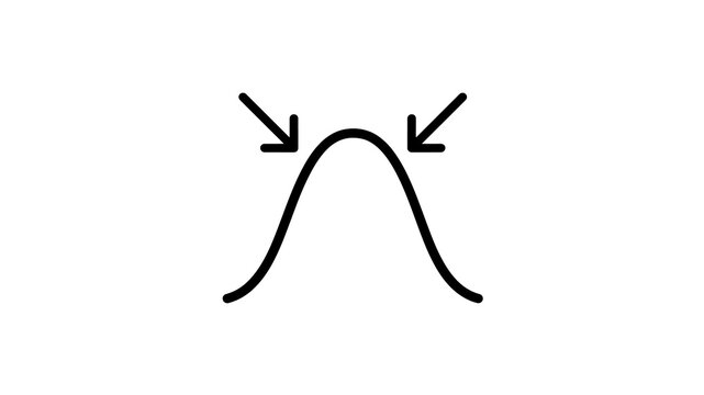 Normal distribution curve black linear icon on transparent background