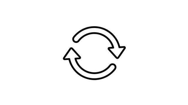 Circular arrows icon representing refresh sync or reload black line art