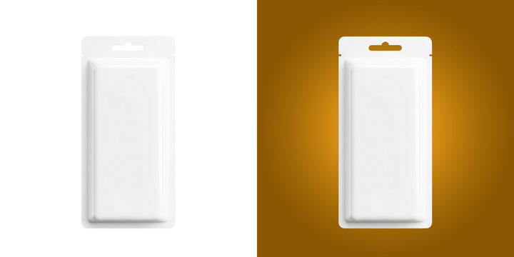 Blank white plastic blister pack for retail merchandise mockup template