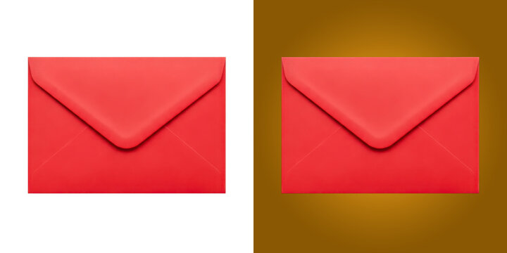 Bright red paper envelope sealed flat for mailing or invitation card design