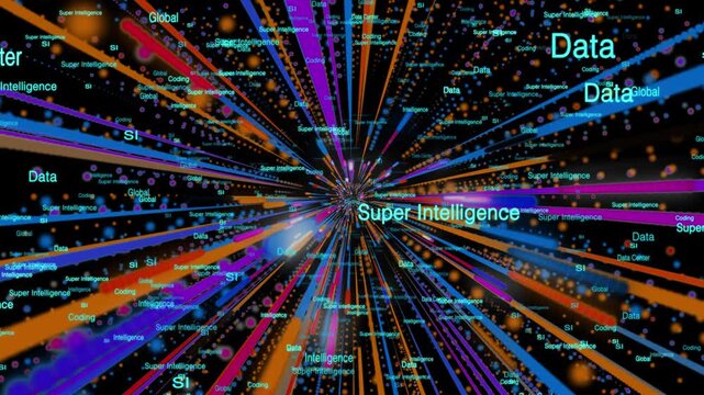 Super intelligence technology background with speed light rays