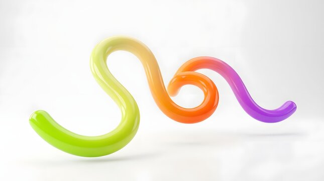 Abstract 3d rendered shape with smooth gradient colors isolated on white background