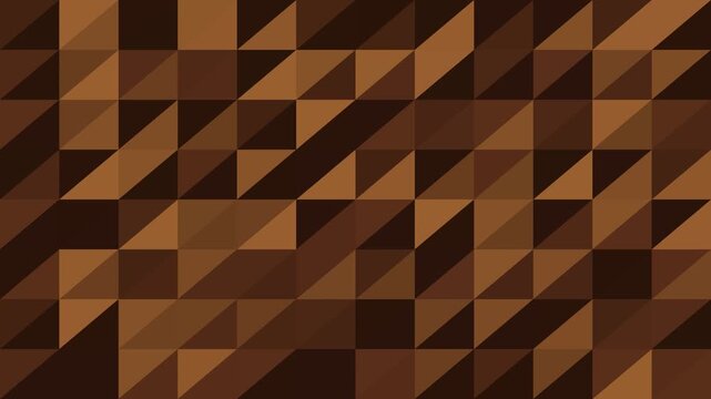 Abstract geometric pattern composed of brown triangles and squares with a modern design
