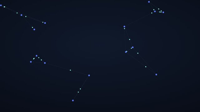 Abstract digital constellation with glowing blue dots connected by fine lines in space