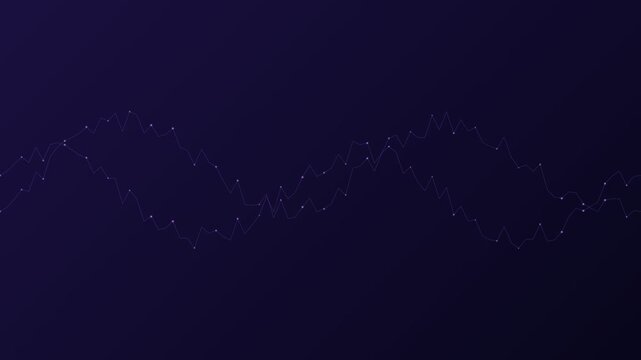 Abstract digital line graph with fluctuating data points on dark background