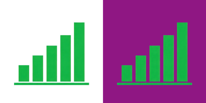Green rising bar graph data visualization icon flat