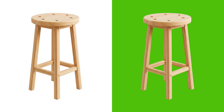 Minimalist wooden round stool with light grain texture for home decor furniture
