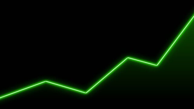 Green Line Graph Showing Upward Financial Growth on Black