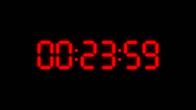 Timer Red Digital Countdown on Black Background for Suspense