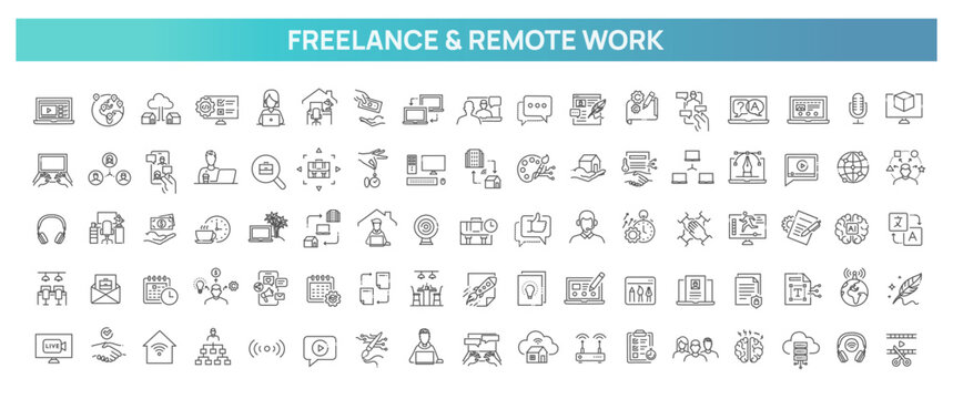 Freelance and Remote Work Technology Icon Set