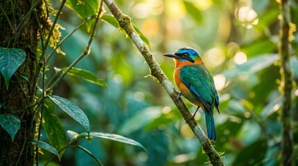 Fototapeta premium Colorful Tropical Bird Perched on Tree Branch